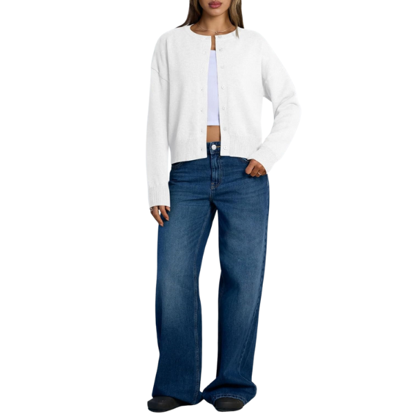 Cropped Lightweight Button Front Cardigan Sweater For Women - Image 40