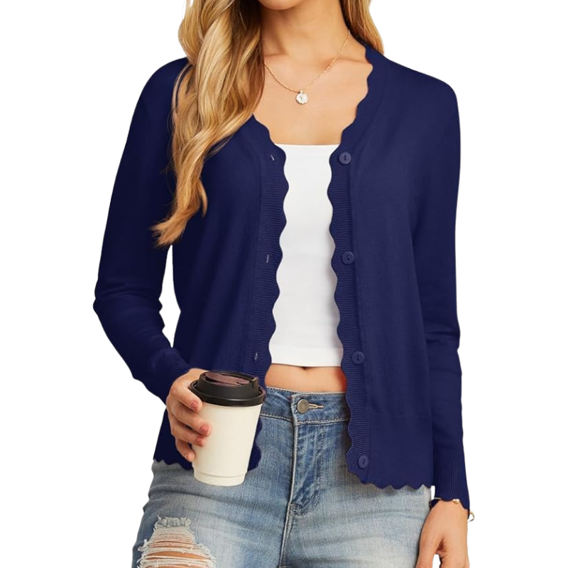 Long Sleeve Knit Design Cardigan With Button For Women - Image 15