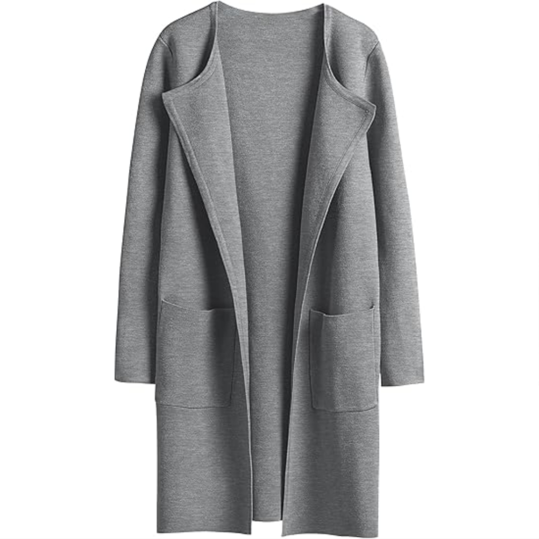 Open Front Knit Long Cardigan Coat With Pockets For Women - Image 6