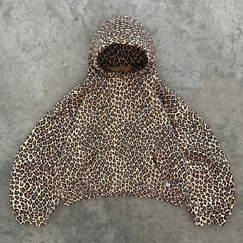 Leopard Print Pullover With Kangaroo Pocket - Image 4