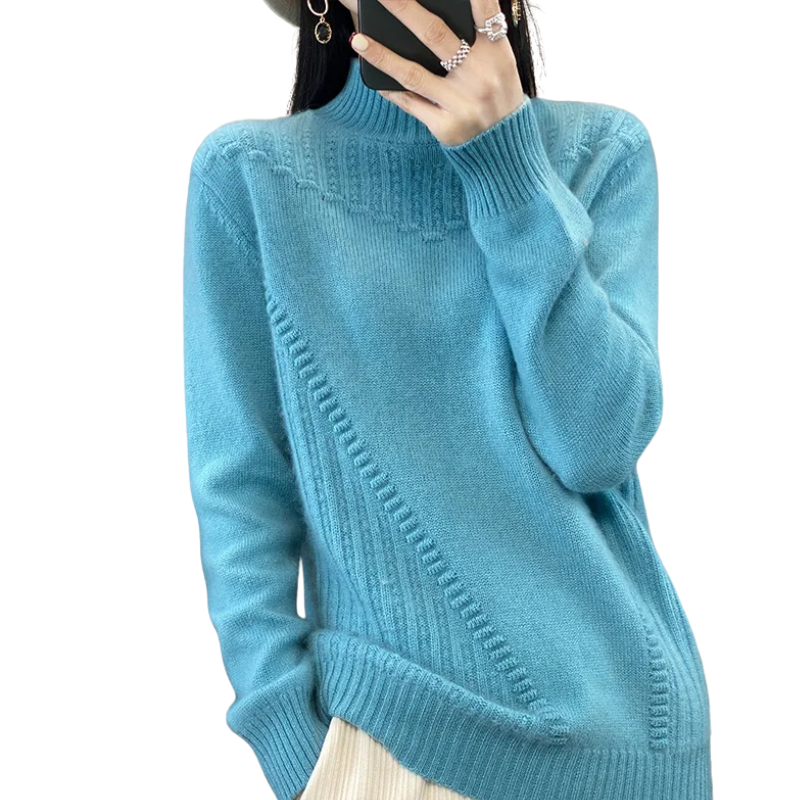 Loose Half Collar Pullover Sweater - Image 5