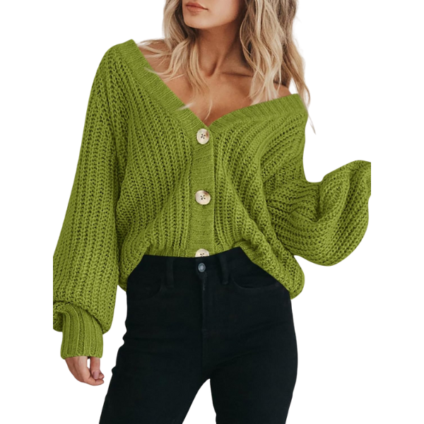 Women's Chunky Knit Open Front Sweater Long Sleeve Button Loose Short Cardigan Outerwear Coats - Image 29