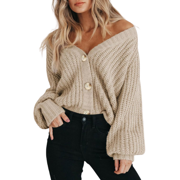 Women's Chunky Knit Open Front Sweater Long Sleeve Button Loose Short Cardigan Outerwear Coats - Image 40