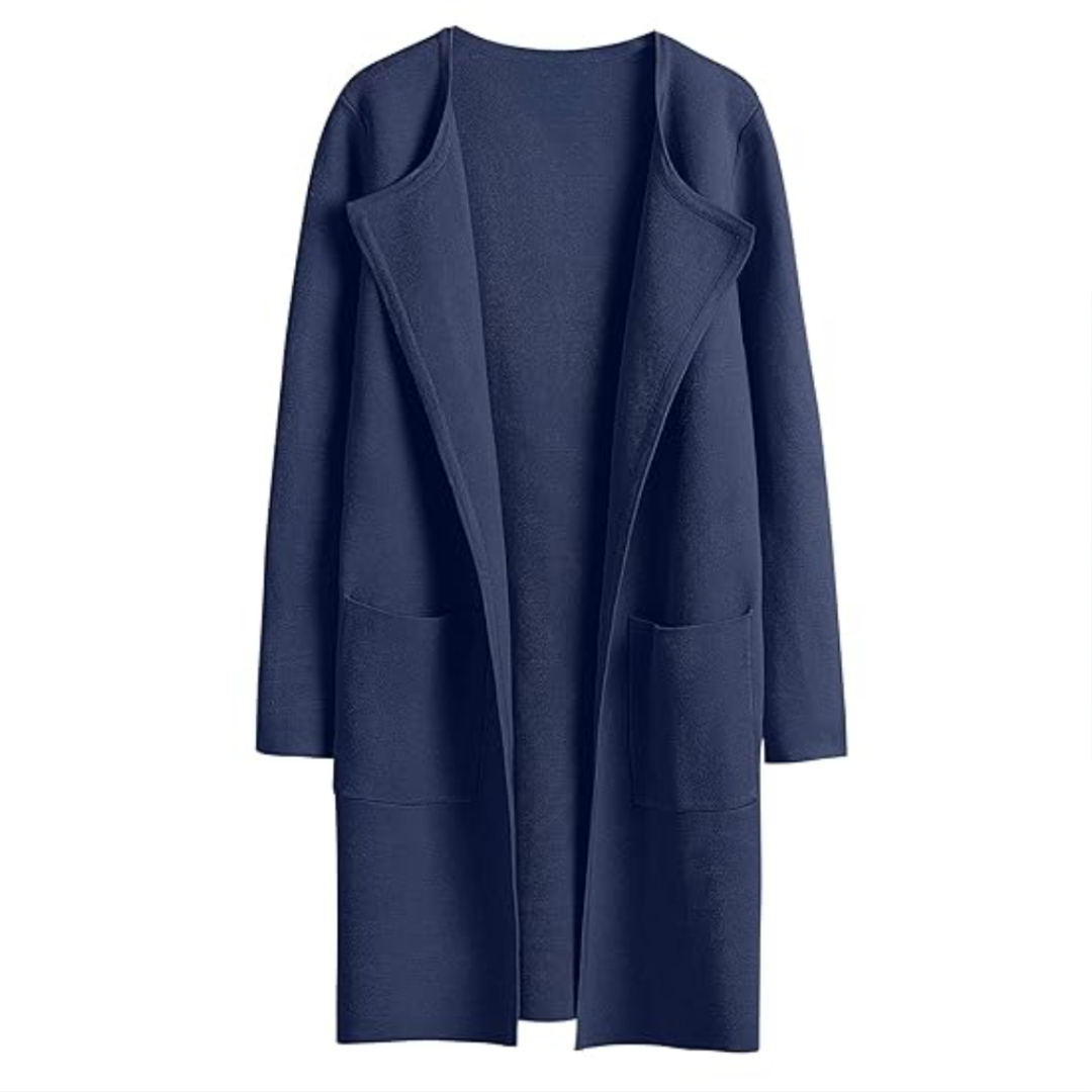 Open Front Knit Long Cardigan Coat With Pockets For Women - Image 11