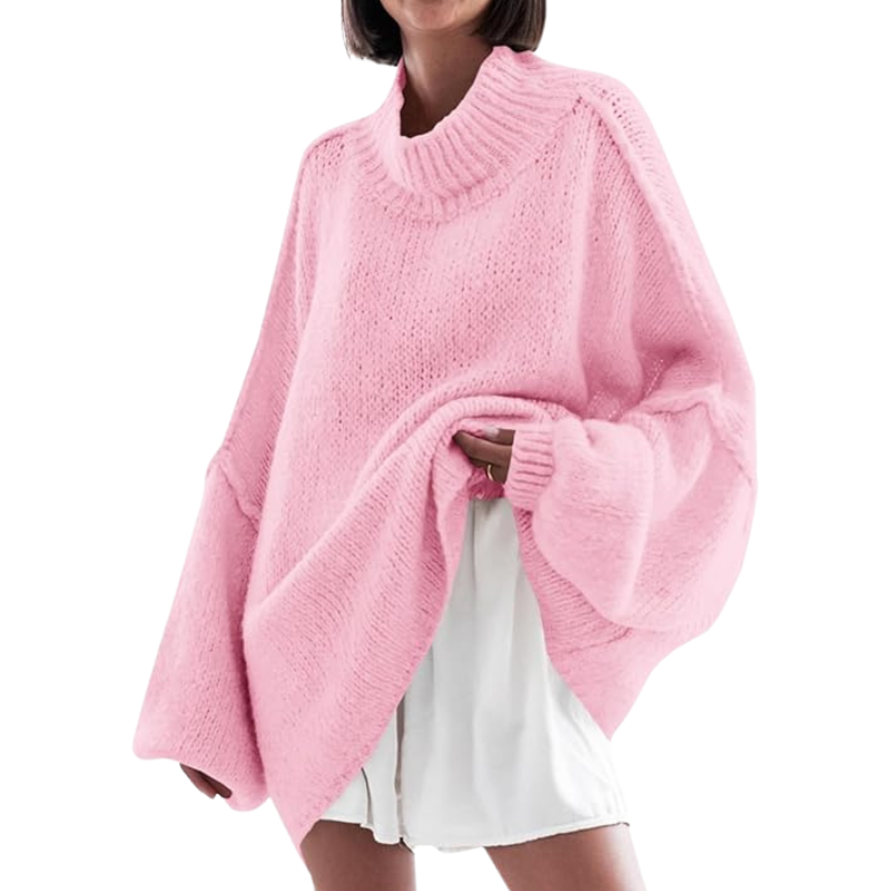 Oversized Ribbed Casual Sweater With Long Batwing Sleeve For Women - Image 9