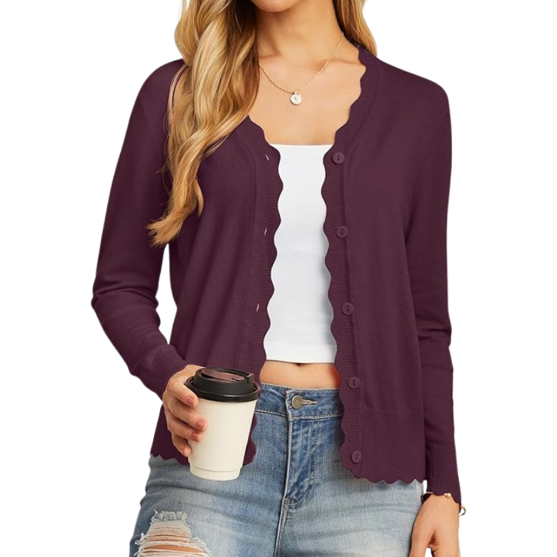 Long Sleeve Knit Design Cardigan With Button For Women - Image 17