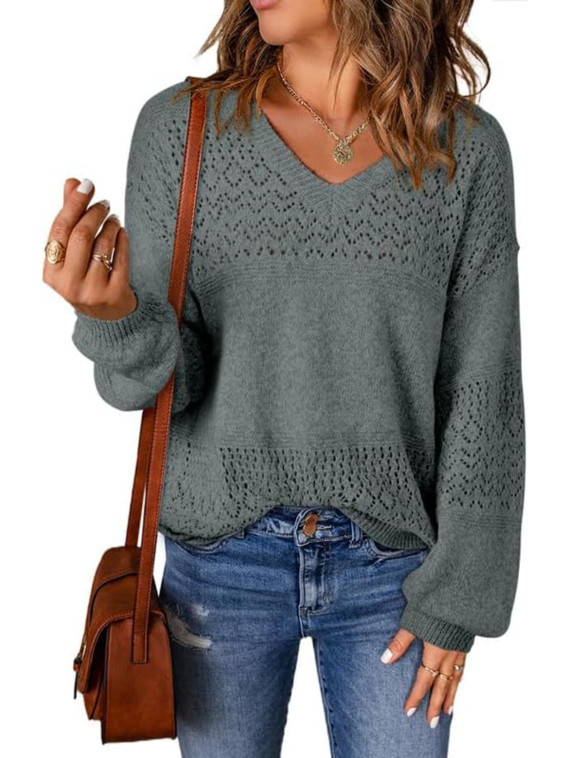 Casual Long Sleeve Knit Pullover Sweater - Image 8