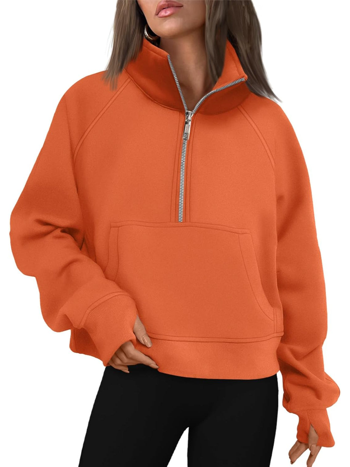 Cozy Half Zip Cropped Pullover Top - Image 14