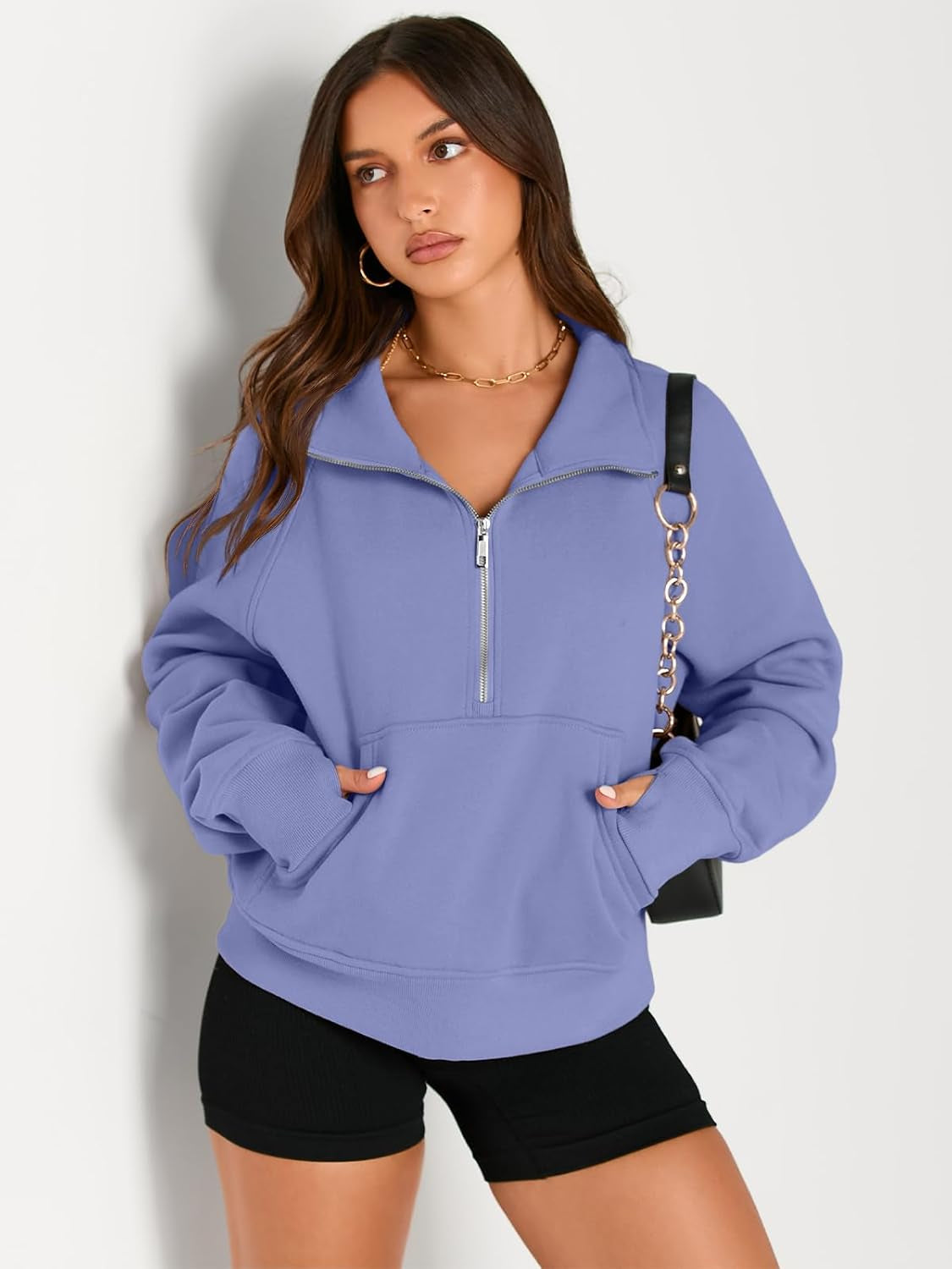 Cozy Half Zip Cropped Pullover Top - Image 4