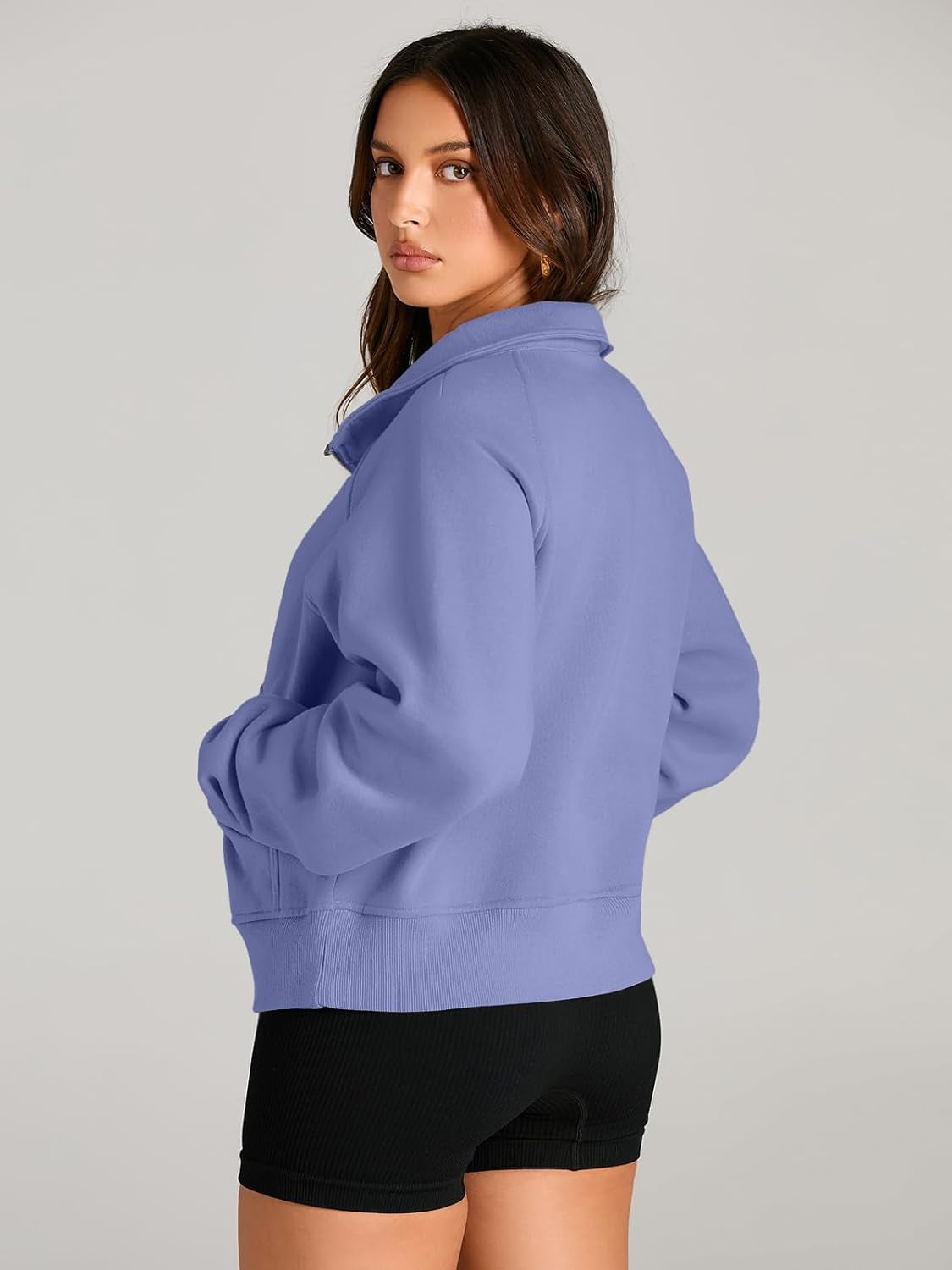 Cozy Half Zip Cropped Pullover Top - Image 5