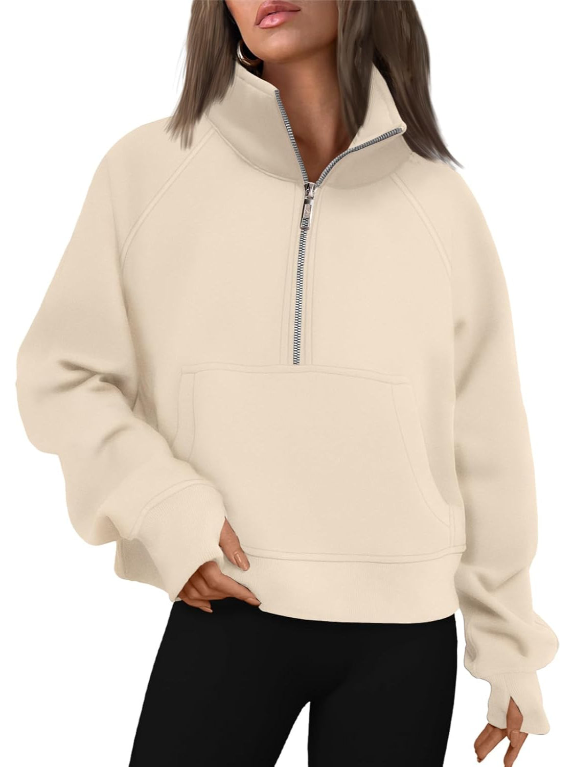 Cozy Half Zip Cropped Pullover Top - Image 6