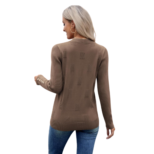 Long Sleeve Lightweight Ribbed Knit Pullover For Women - Image 10