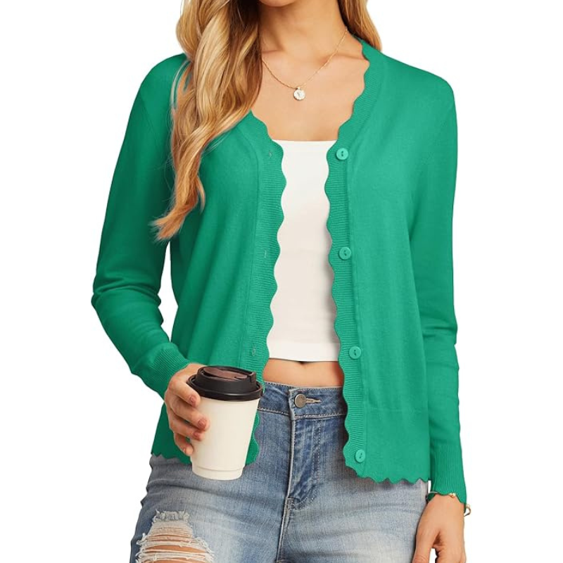 Long Sleeve Knit Design Cardigan With Button For Women - Image 21