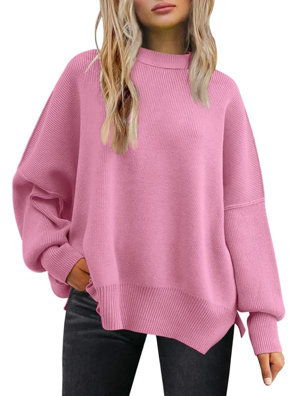 Ribbed Knit Batwing Sweater For Woman - Image 7