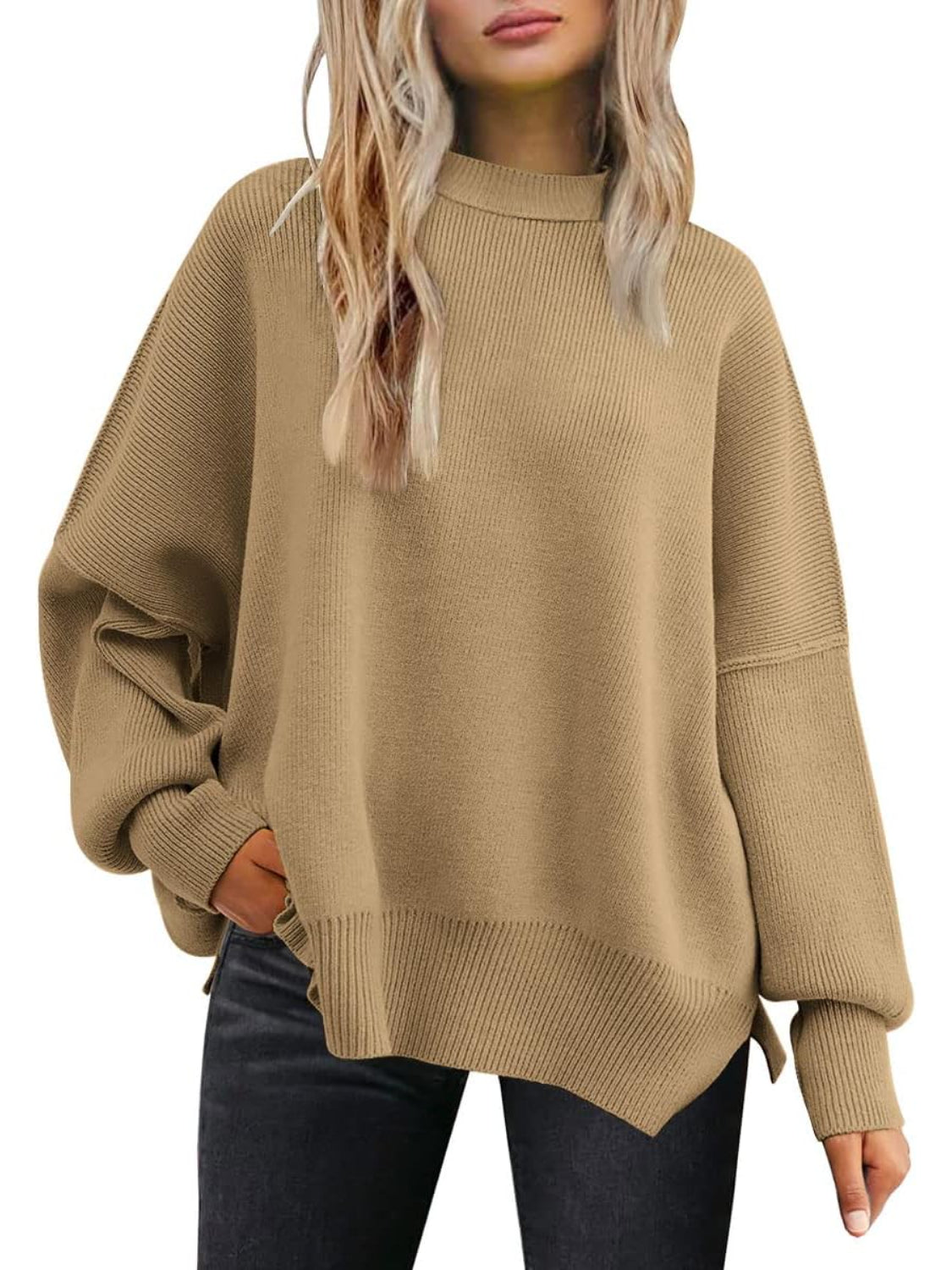 Ribbed Knit Batwing Sweater For Woman - Image 9
