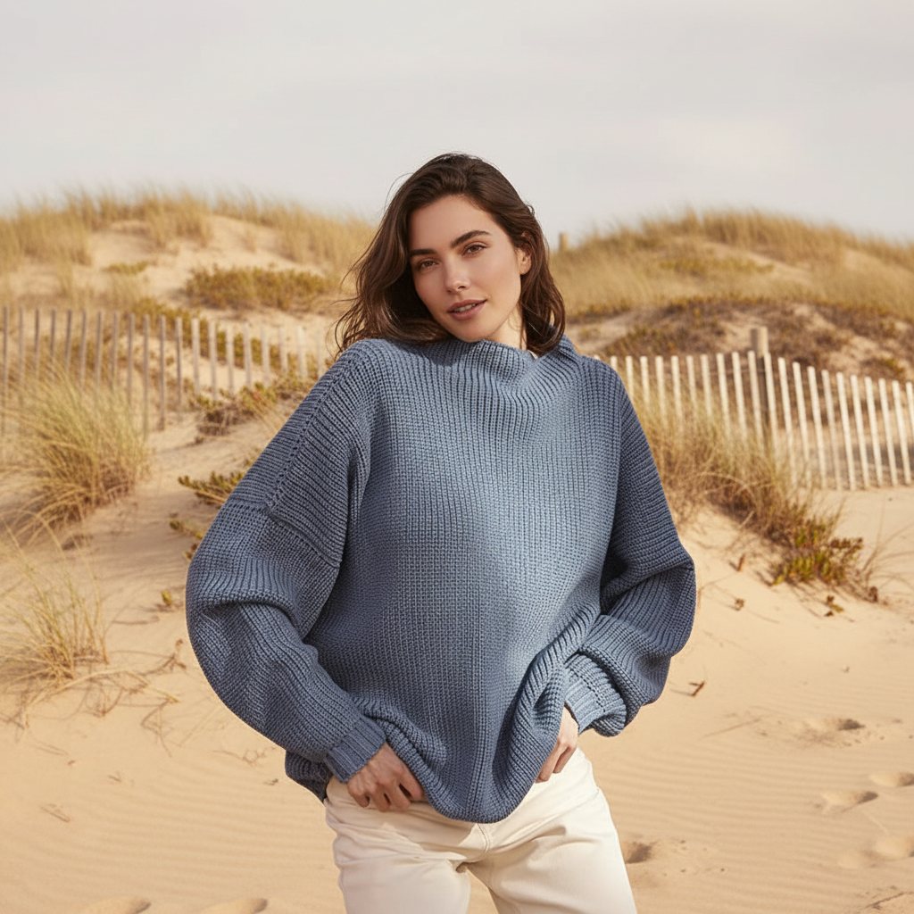 Oversized Chunky Knit Sweater With Batwing Sleeve For Women - Image 26