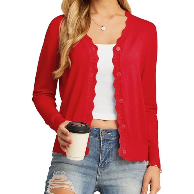 Long Sleeve Knit Design Cardigan With Button For Women - Image 19
