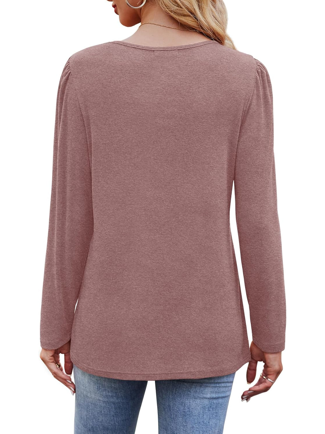 Casual Long Sleeve Pleated Pullover Top - Image 3
