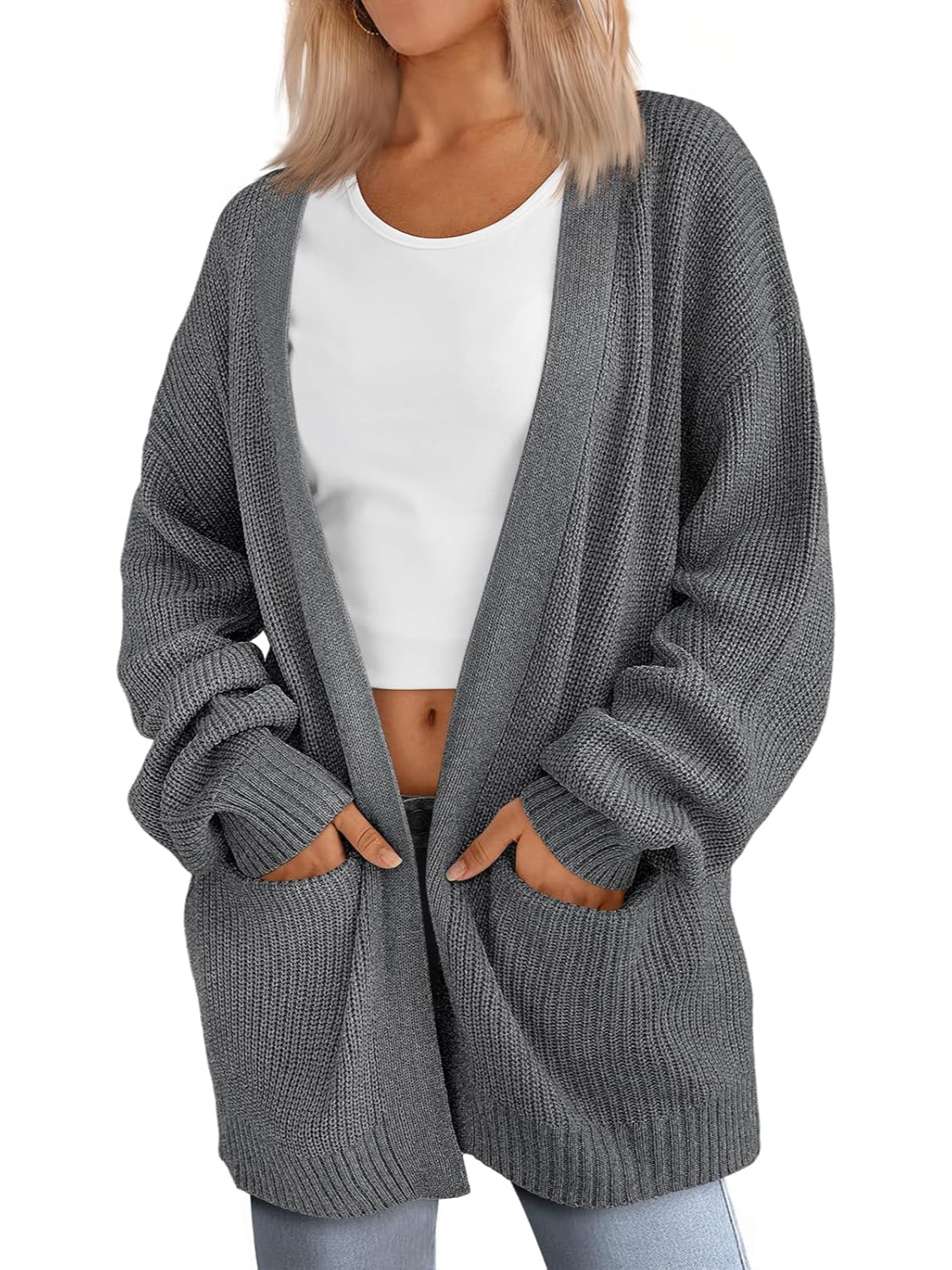 Cozy Oversized Knit Cardigan For Woman - Image 5