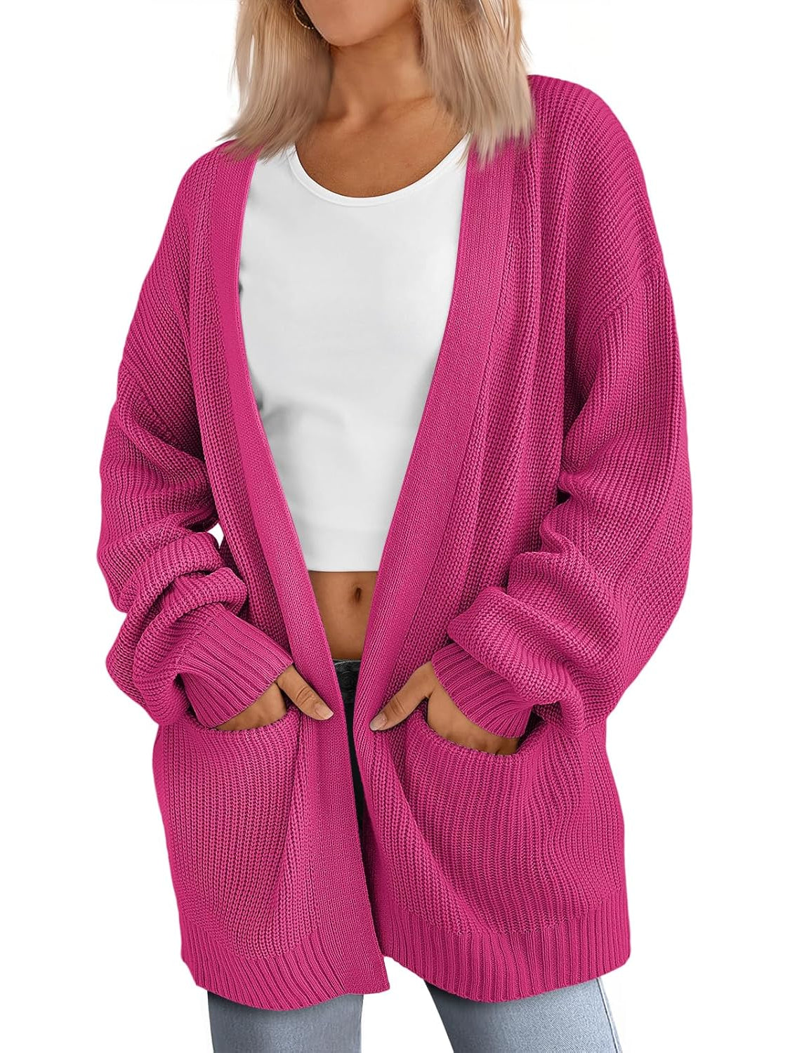 Cozy Oversized Knit Cardigan For Woman - Image 9