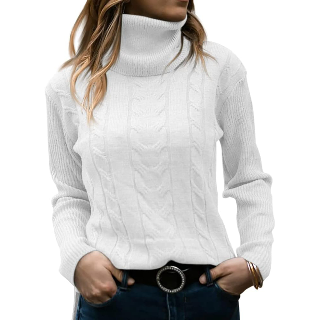 Knitted High Collar Long Sleeve Sweater - Image 7