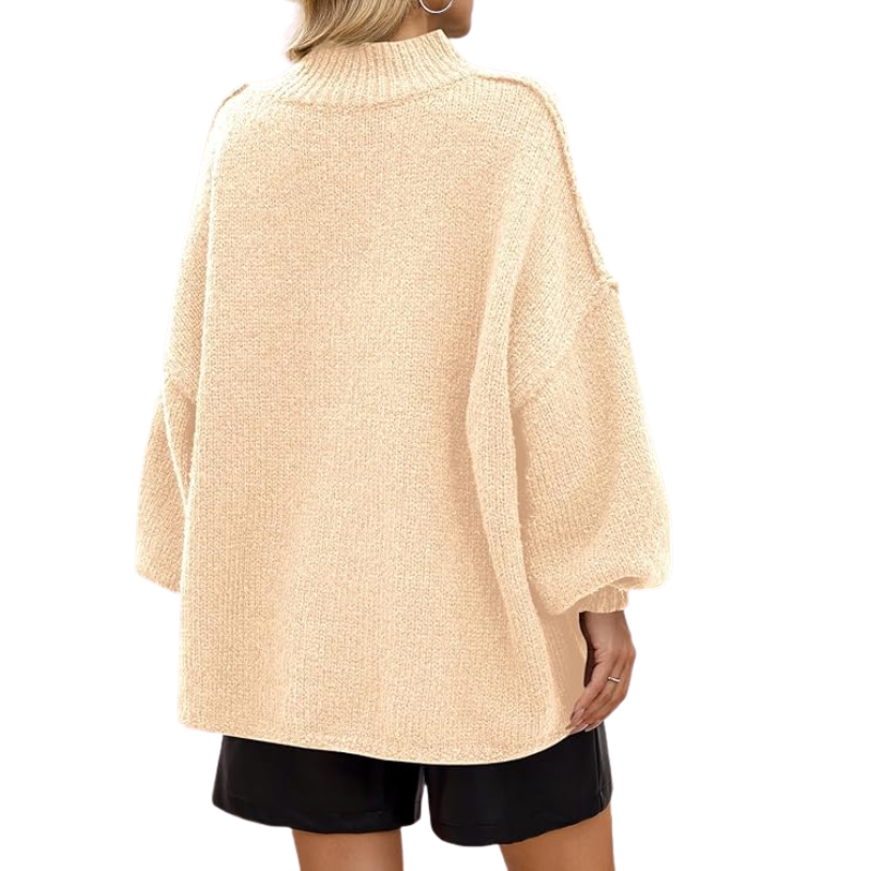 Oversized Ribbed Casual Sweater With Long Batwing Sleeve For Women - Image 8