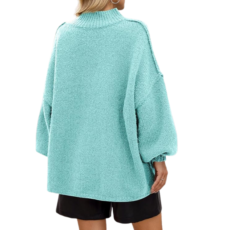 Oversized Ribbed Casual Sweater With Long Batwing Sleeve For Women - Image 12