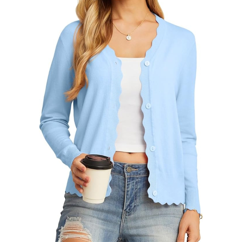 Long Sleeve Knit Design Cardigan With Button For Women - Image 9