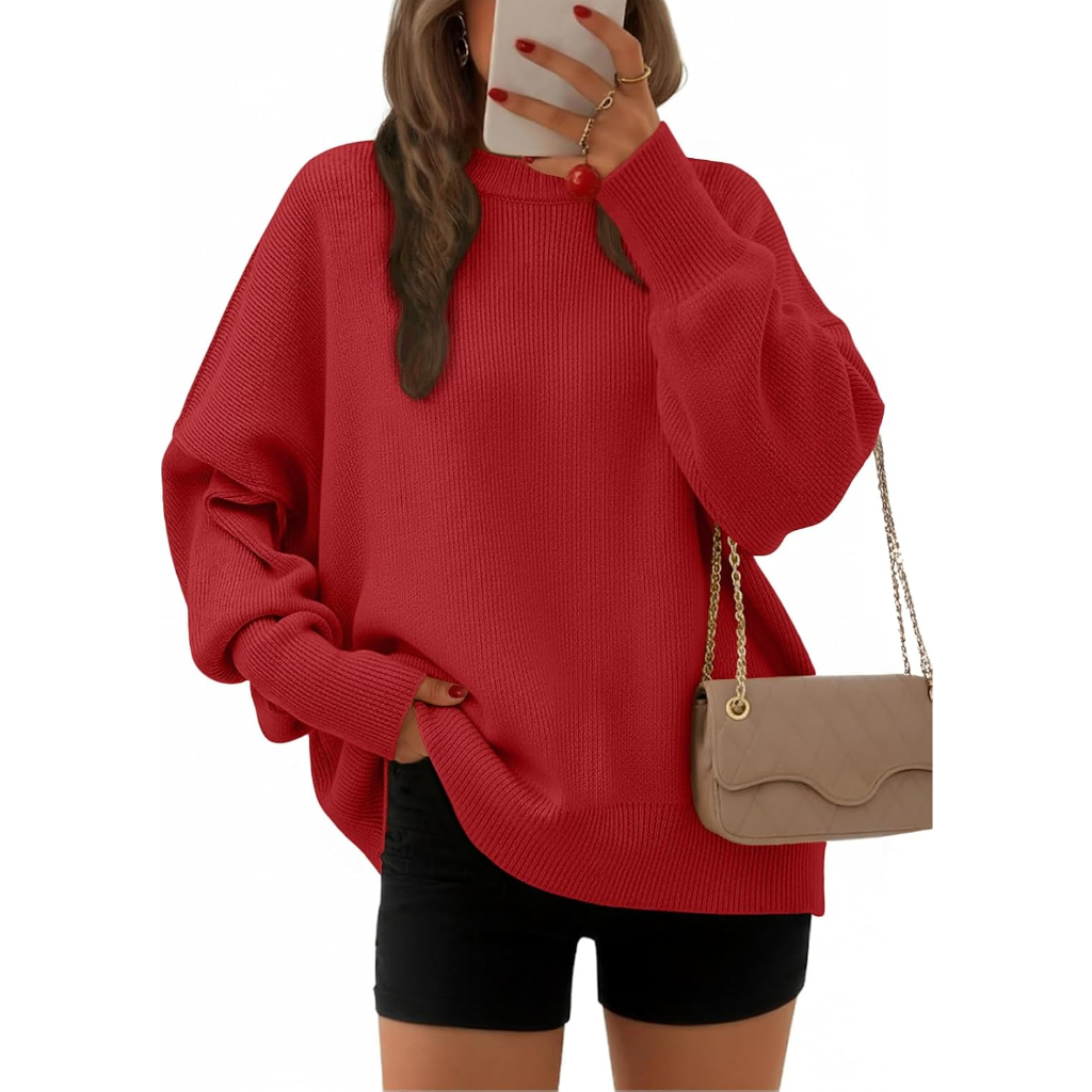Oversized Batwing Sleeve Knit Pullover Sweater For Women - Image 11