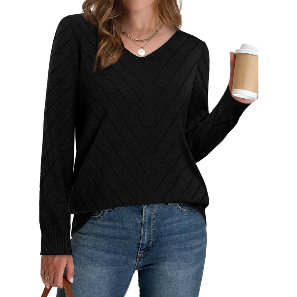 Lightweight Knit Long Sleeve Pullover Sweater For Women - Image 5