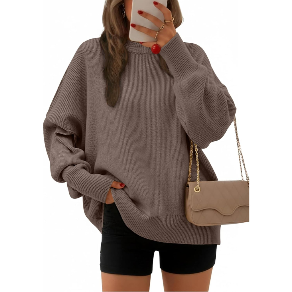Oversized Batwing Sleeve Knit Pullover Sweater For Women - Image 4