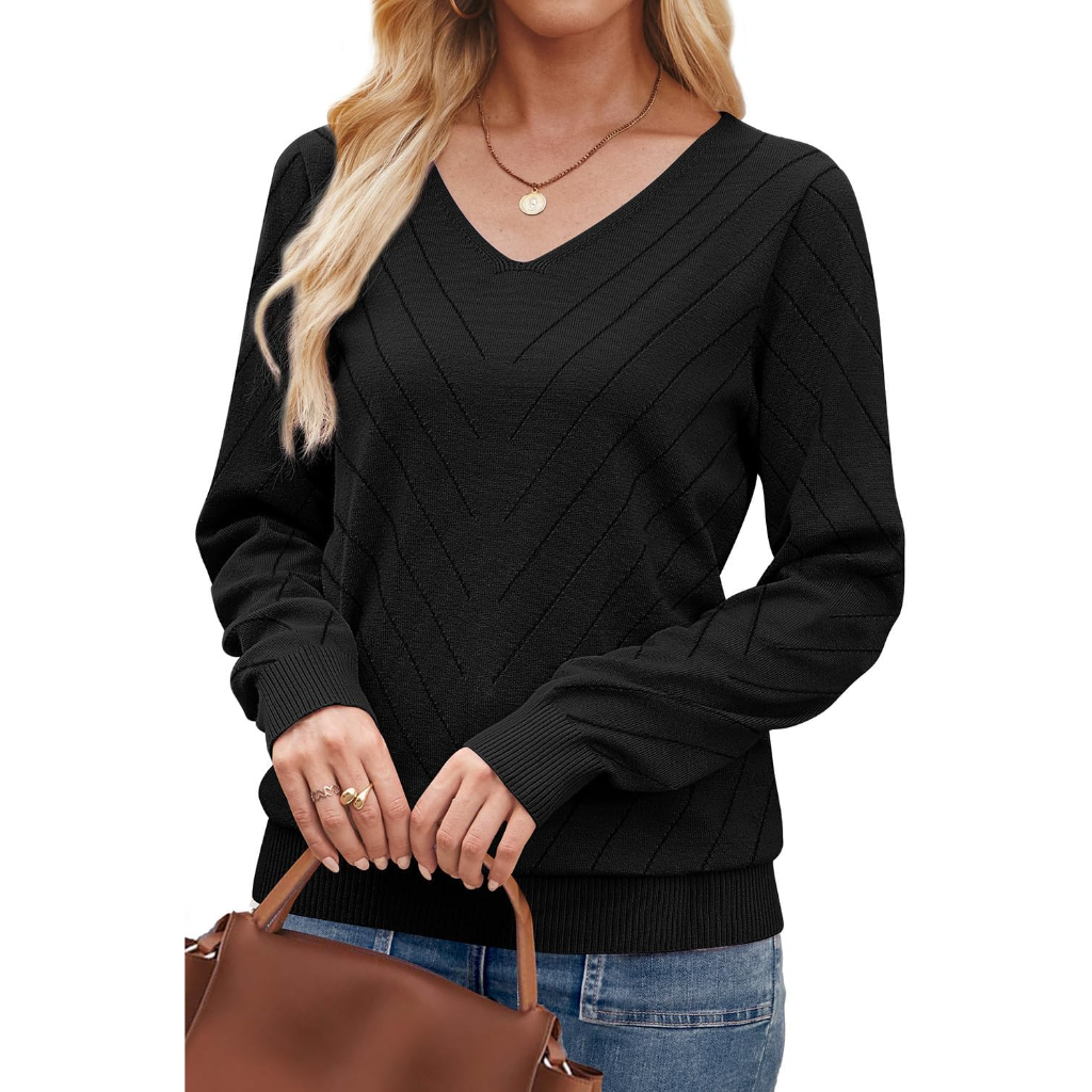 Lightweight Knit Long Sleeve Pullover Sweater For Women - Image 3