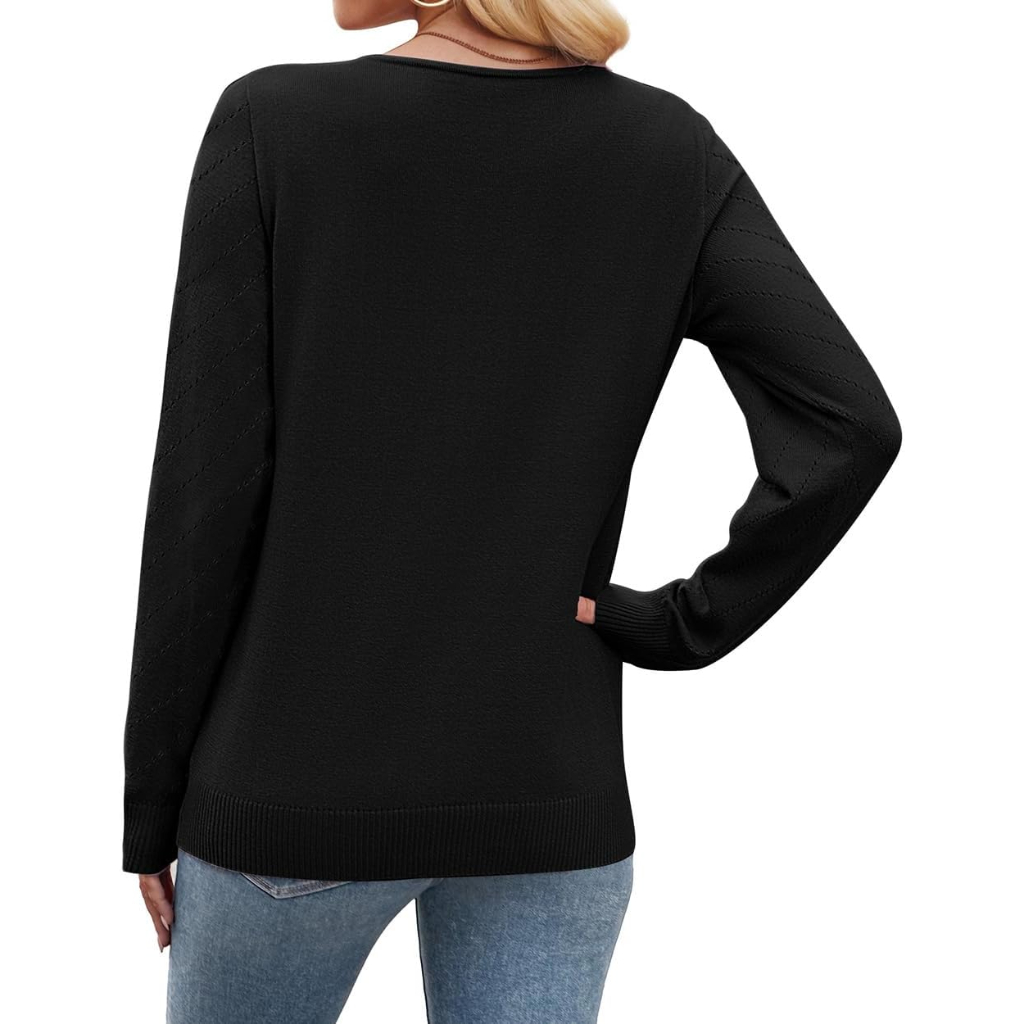 Lightweight Knit Long Sleeve Pullover Sweater For Women - Image 2