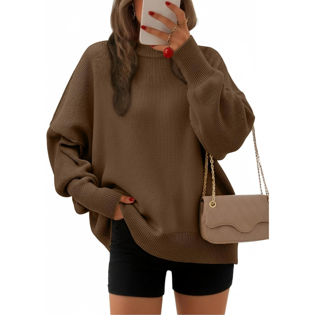 Oversized Batwing Sleeve Knit Pullover Sweater For Women - Image 8
