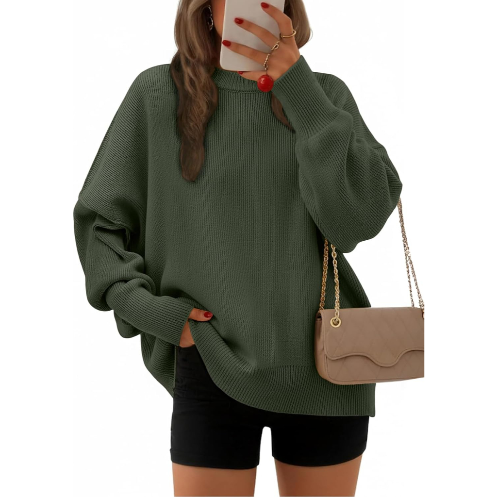 Oversized Batwing Sleeve Knit Pullover Sweater For Women - Image 13