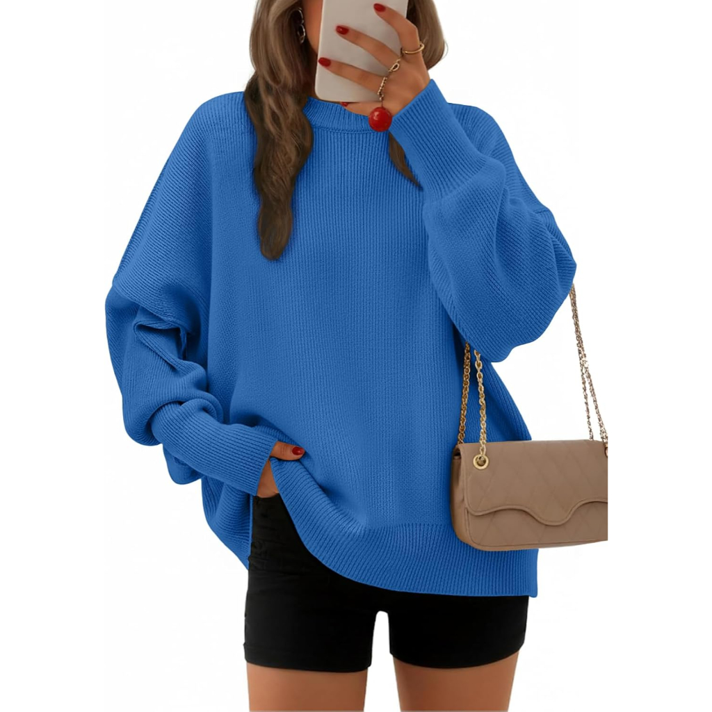 Oversized Batwing Sleeve Knit Pullover Sweater For Women - Image 7
