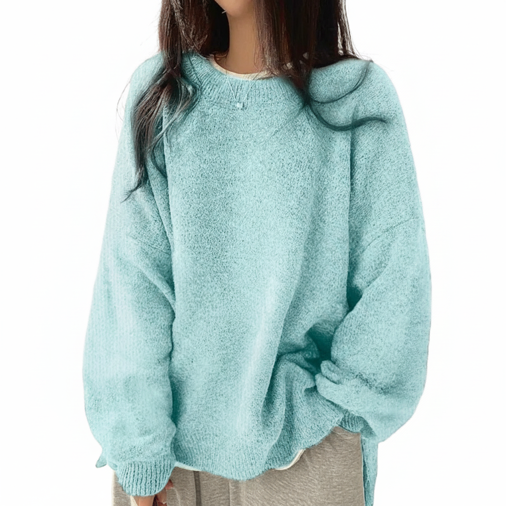 Oversized Drop Shoulder Split Hem Sweater For Women - Image 7