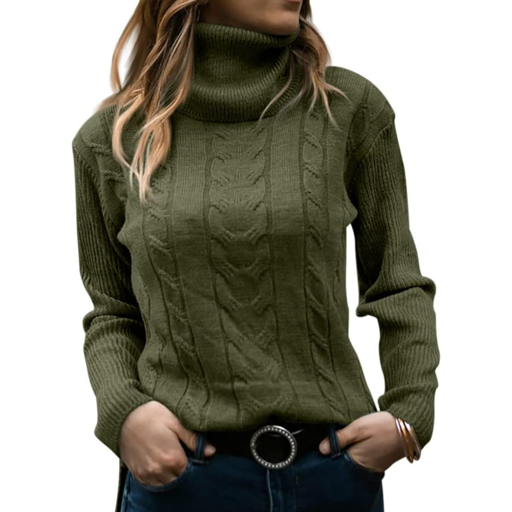 Knitted High Collar Long Sleeve Sweater - Image 5