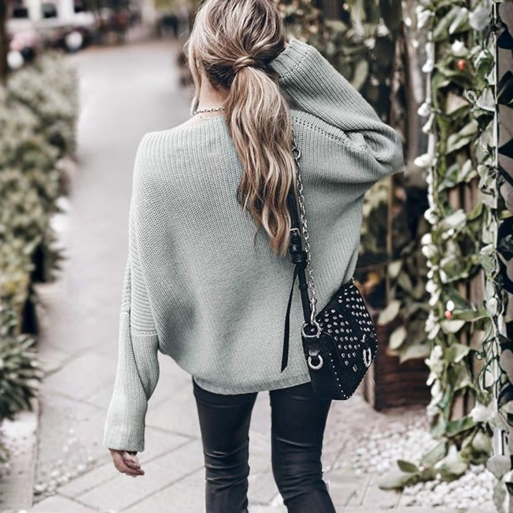 Oversized Chunky Knit Sweater With Batwing Sleeve For Women - Image 18