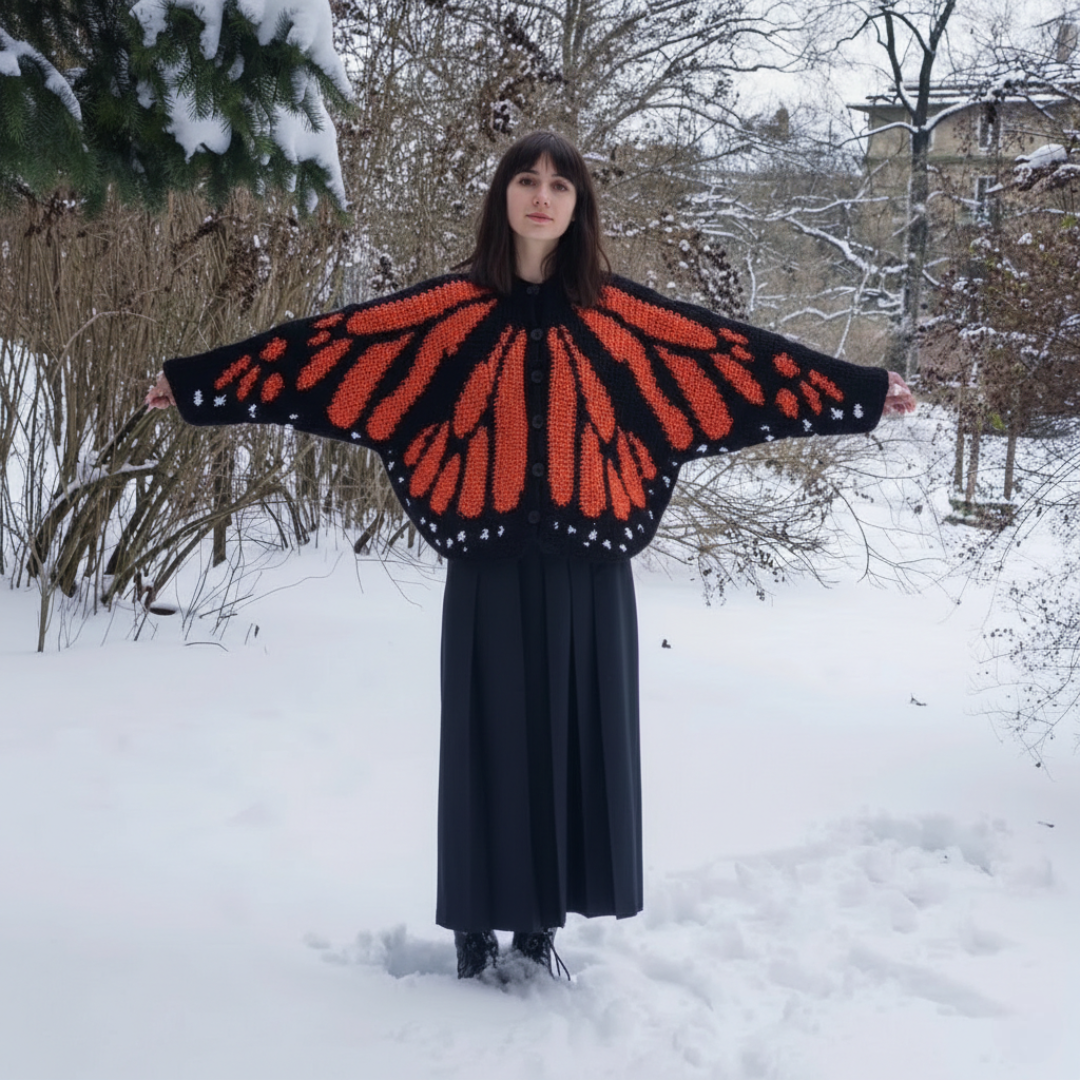 Oversized Butterfly Pattern Cardigan For Women - Image 2