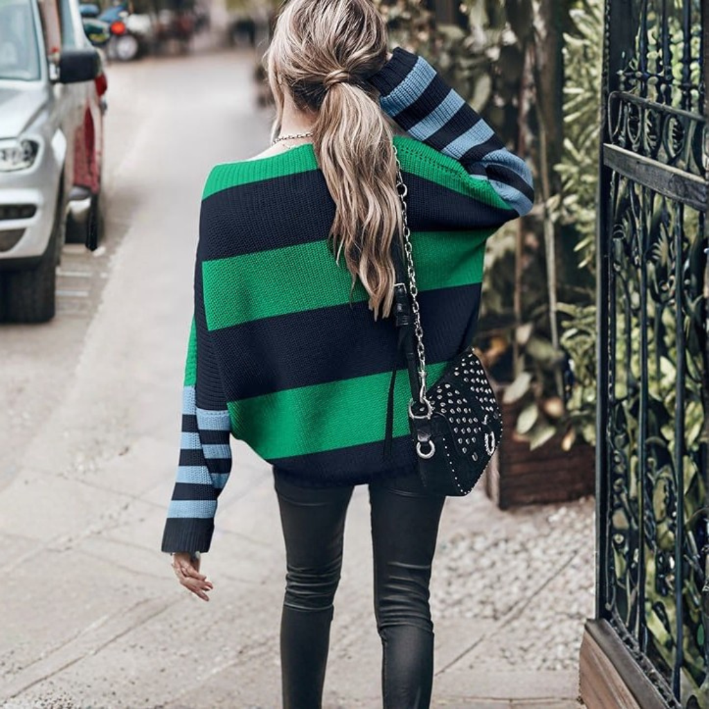 Oversized Chunky Knit Sweater With Batwing Sleeve For Women - Image 13
