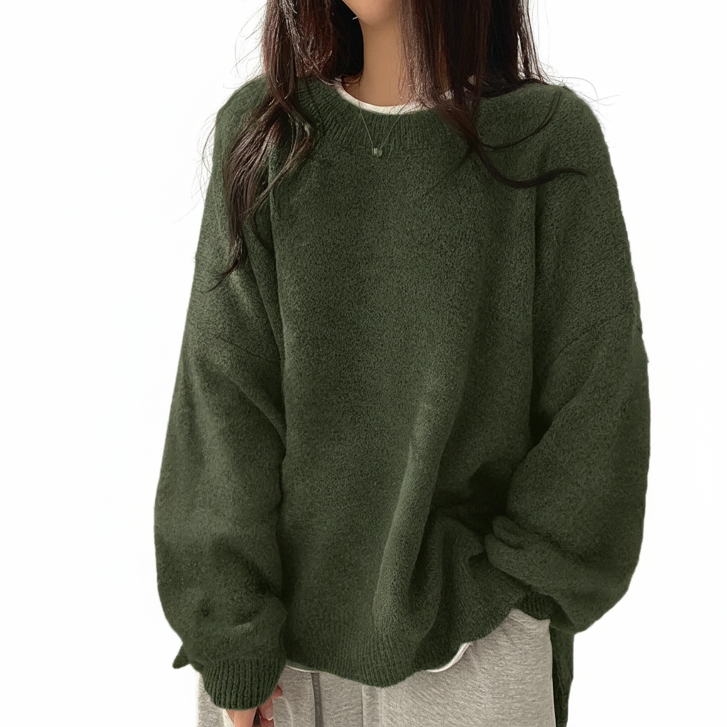 Oversized Drop Shoulder Split Hem Sweater For Women - Image 2