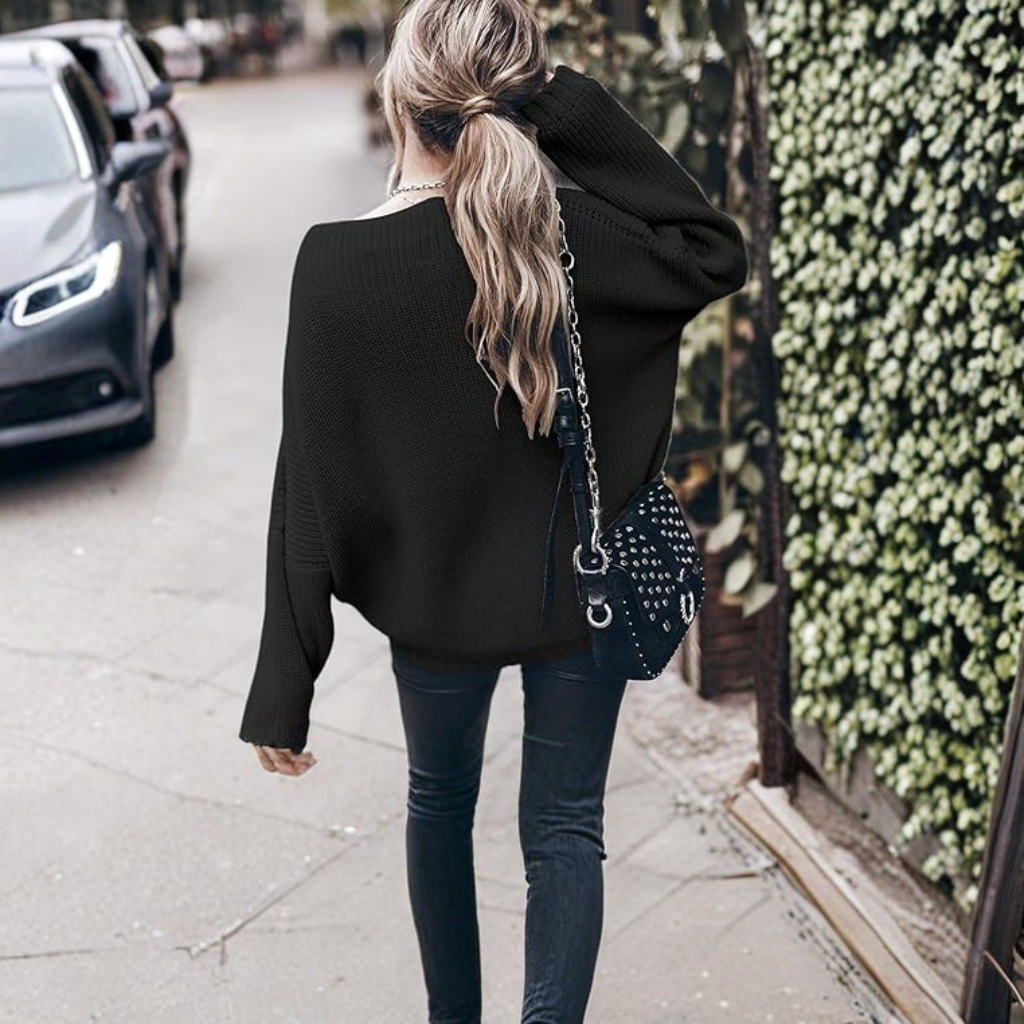 Oversized Chunky Knit Sweater With Batwing Sleeve For Women - Image 14