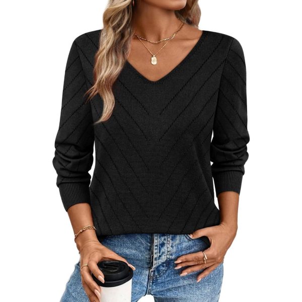 Lightweight Knit Long Sleeve Pullover Sweater For Women