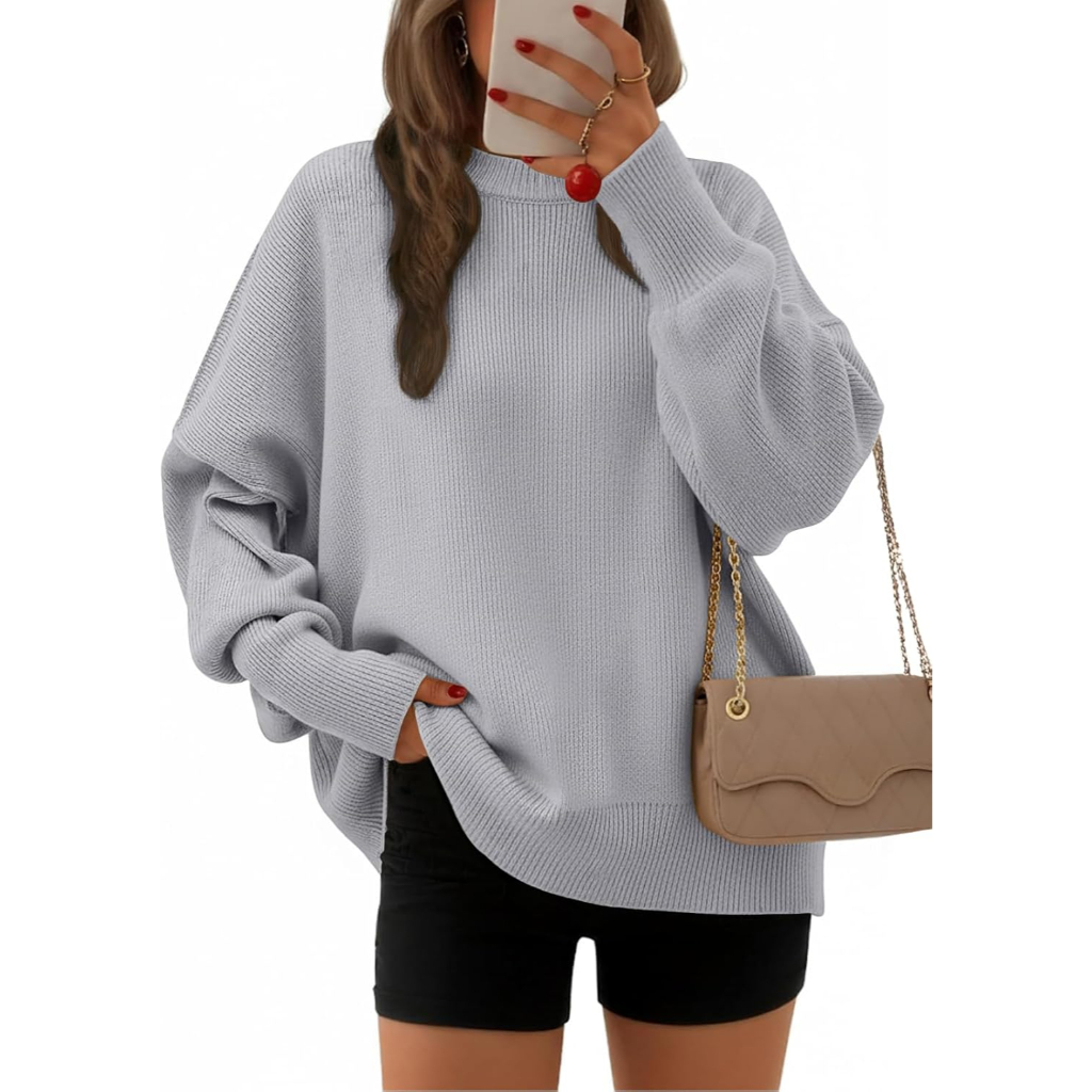Oversized Batwing Sleeve Knit Pullover Sweater For Women - Image 5