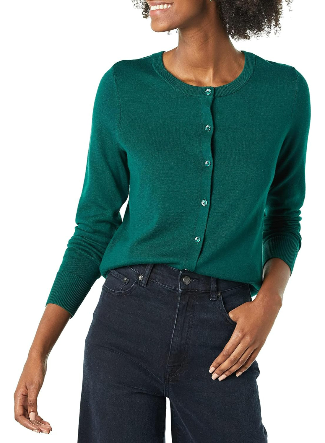 Lightweight Classic Cardigan Sweater With Ribbed Hem - Image 6