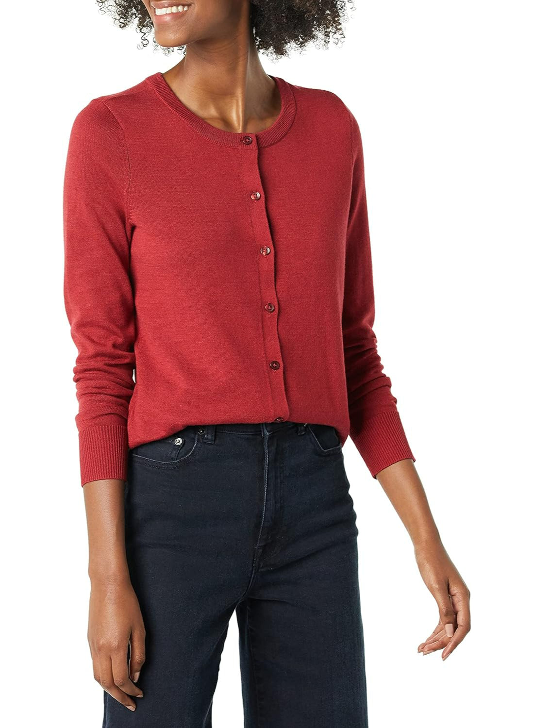 Lightweight Classic Cardigan Sweater With Ribbed Hem - Image 7