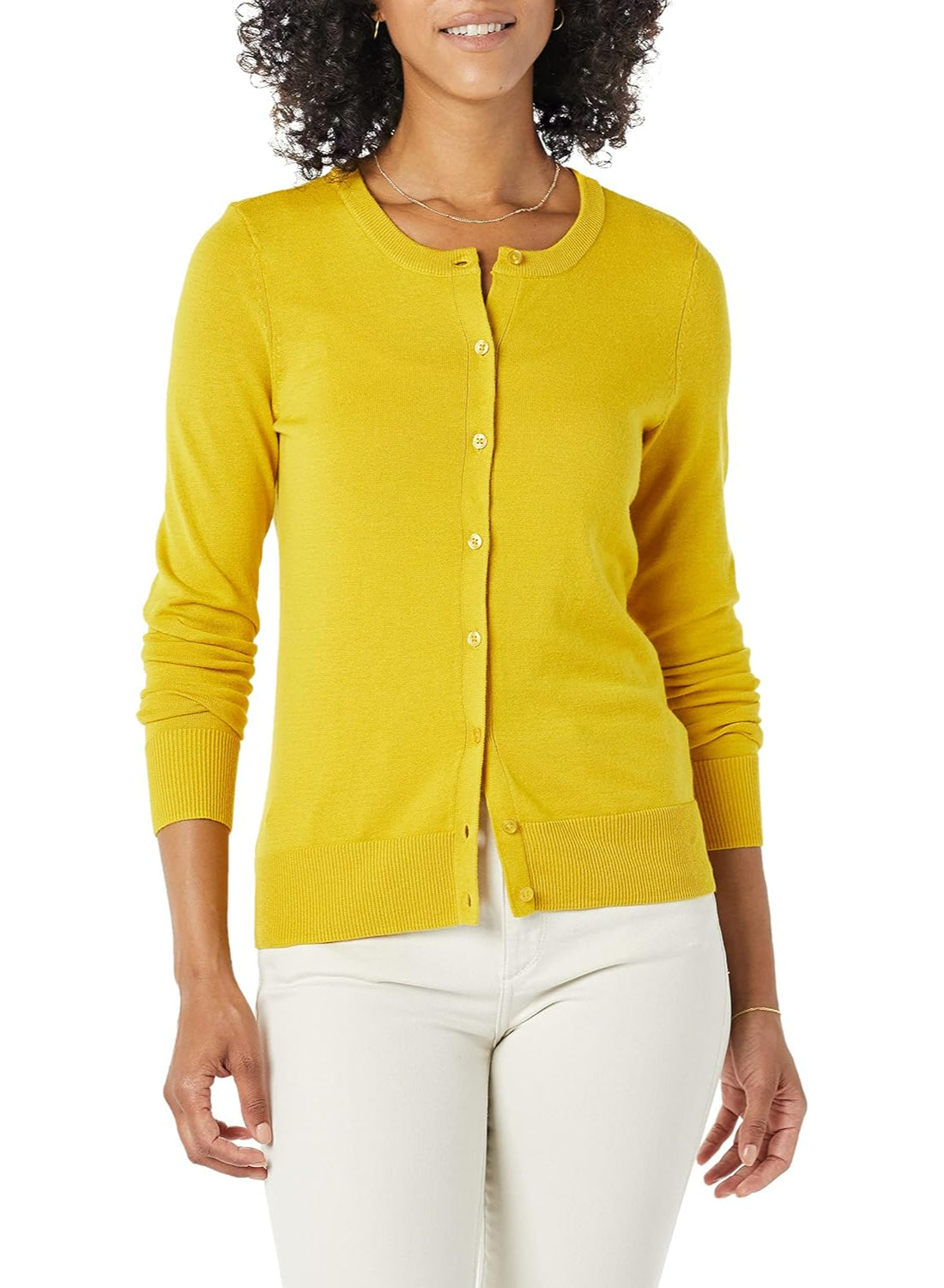 Lightweight Classic Cardigan Sweater With Ribbed Hem - Image 8