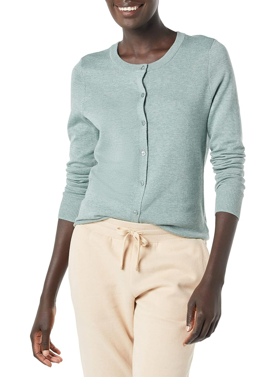 Lightweight Classic Cardigan Sweater With Ribbed Hem - Image 9