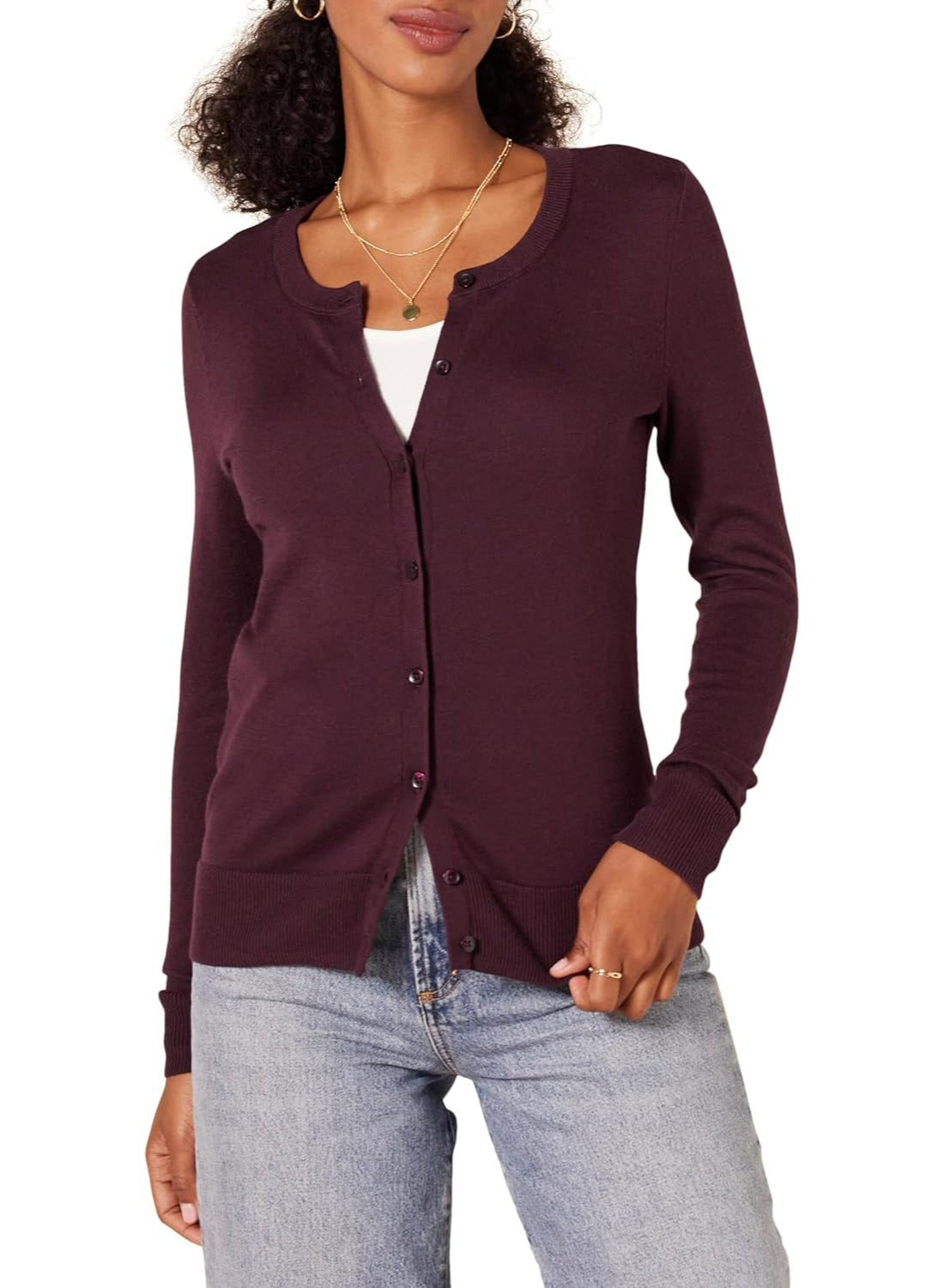 Lightweight Classic Cardigan Sweater With Ribbed Hem - Image 10